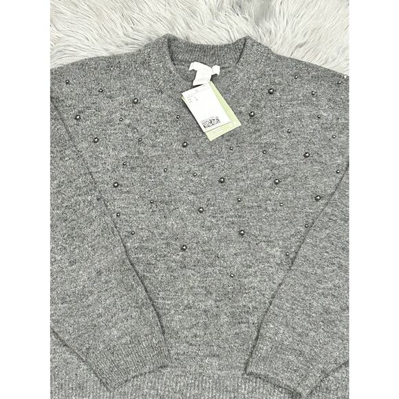 H&M Ladies Charcoal Beaded Soft Polyester Knit Sweater Size Large NEW - Picture 3 of 5